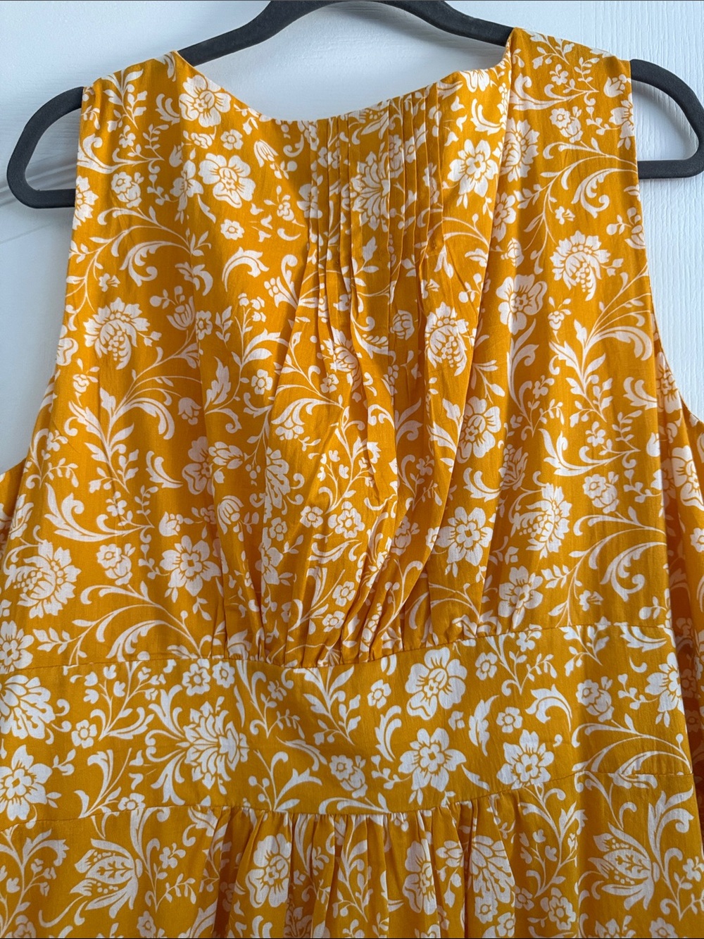 EShakti Goldenrod and White Floral Lightweight Lined Midi Dress. NWOT - Picture 4 of 8